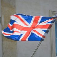 raised United Kingdom flag