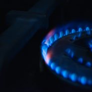 a close up of a blue flame on a stove
