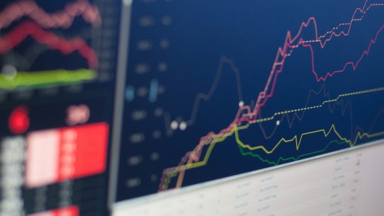 close-up photo of monitor displaying graph