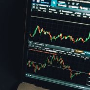 Close-up of a live cryptocurrency trading chart screen displaying dynamic market trends and analysis.