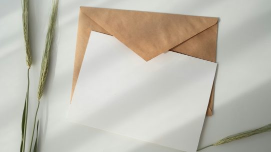 white paper and brown envelope
